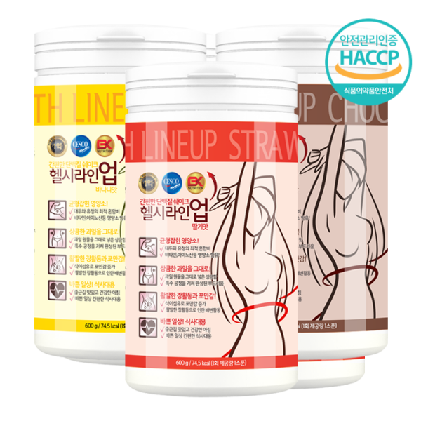 비케이뉴트리션 게이너마트 여성전용 단백질 쉐이크 헬시라인업 600g 딸기맛+바나나맛+쵸코맛(게이너마트 식사대용 단백질쉐이크 단백질), 3