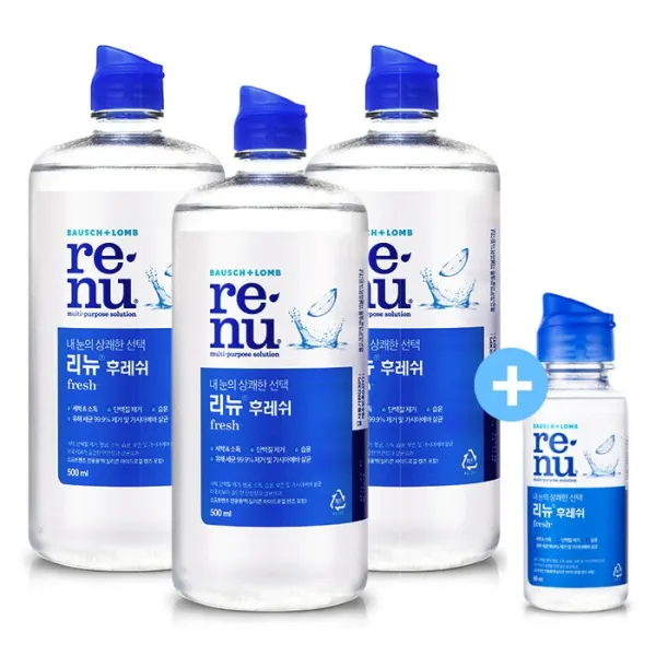바슈롬 리뉴 후레쉬 렌즈세정액, 500ml, 3개