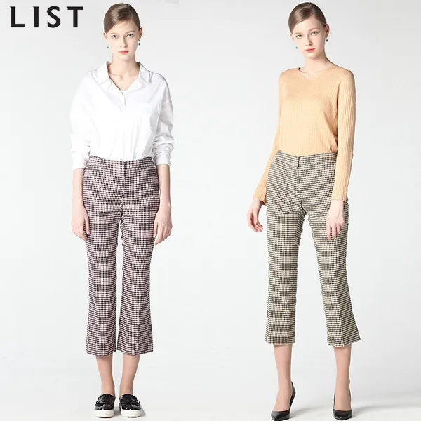 리스트 리스트(LIST) 모던클래식 사이드 슬릿 체크 팬츠 (택가격:168000원)