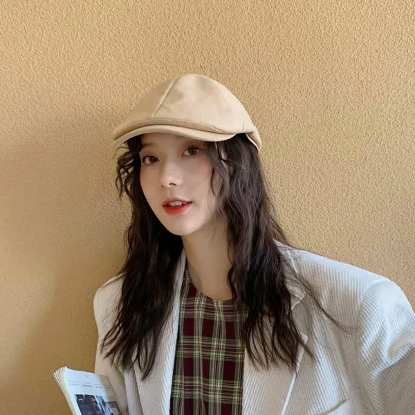 위파인더 봄 바람풍 모자 여자 무스탕 단색의 나아갈 소수파 가을 복고 패션 모자 베레모 모자. 그림 집