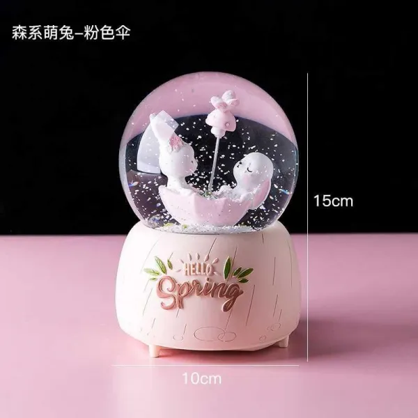 성탄 눈꽃 원구 뮤직박스 유니콘 오르골 독창적 몽환 여학생 기프트 숲 큐티 토끼 바칸디핑크 우산 선물
