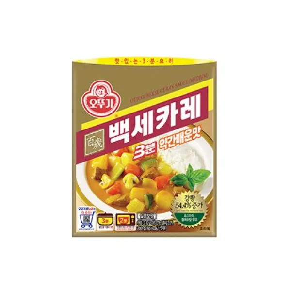 오뚜기 백세카레 3분 약간매운맛, 185개, 200g