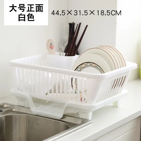 식기건조대 가정용 물빠짐 구멍뚫는 더블층 낙숫물 3층 주방 플라스틱그릇 그릇걸이 물, T12-앞면 빅사이즈 화이트