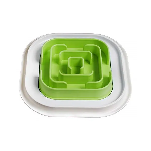 Deeplow Slow Feeder Dog Bowl 안티 펄프 미끄럼 방지 초크 강아지 둔화 먹는 대화식 피더 보울, blue-Bone, Green