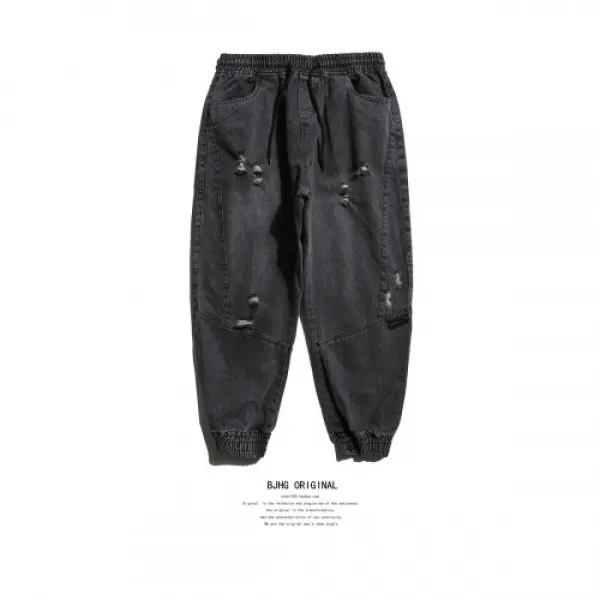 BJHG 구멍 청바지 남성 조수 브랜드 거리 IFASHION 느슨한 캐주얼 하렘 바지 바느질, 본문참고
