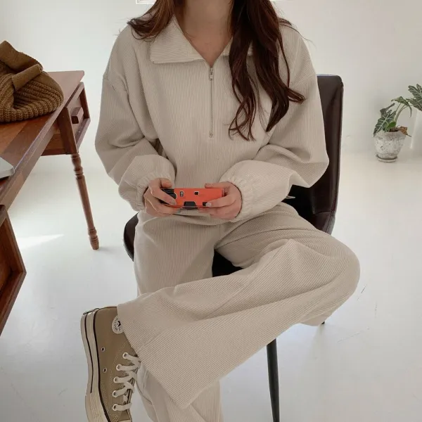 겟잇미 시도바 기모 크롭 맨투맨 팬츠 SET