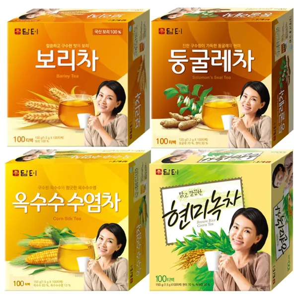 담터 차 4종(둥글레차, 옥수수차, 보리차, 현미녹차), 570g, 1세트