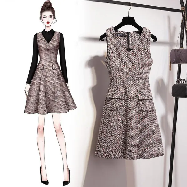 Qterra 특허브랜드 민소매 나시 니트 나시 모직 원피스