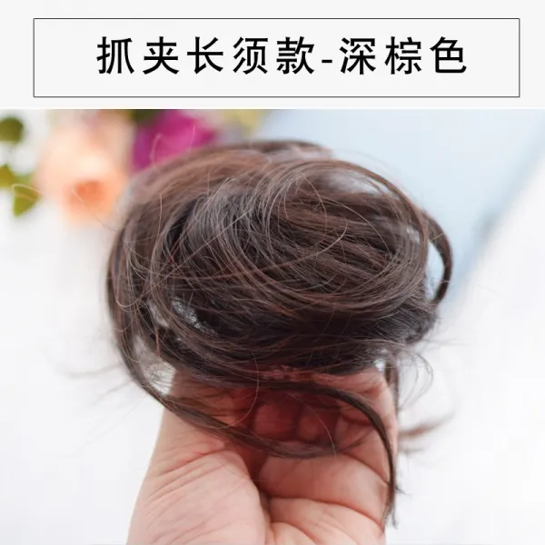 집게머리 가발 여 스몰 동그라미 반 자 환자 머리 꾸미기 게으름뱅이 개성판발 기, 1, 큰집게 긴타입 다크브라운