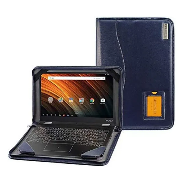 Broonel-컨투어 시리즈-Lenovo Yoga C740과 호환되는 블루 헤비 듀티 가죽 보호 케이스 15.6