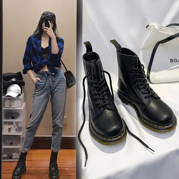 마 팅 워 커 여성 리 얼 가죽 여름 커 플 용 부츠 소 가죽 불 륜 스타일 양미 와 같은 부츠 부츠 여성 화 캐 주 얼 화 녀 1460 - 블랙 홀 리 36 스 몰 사이즈 작 게 하 는 것 을 추천한다.