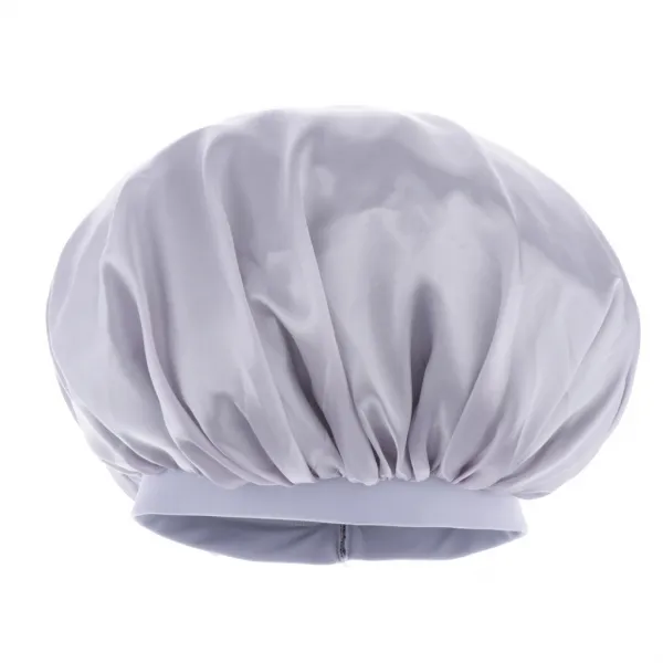 MTSHOP 긴 곱슬 자연적인 머리를위한 조정 가능한 공단 실크 보닛 밤 잠 모자 모자, 50-52cm, 실버, 새틴
