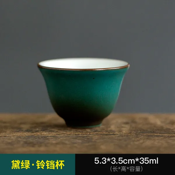 피씨영 로스트 그린 유약 찻잔 도자기 품평 잔 주인 컵 가정용 공들인 미인 그린 방울 컵약35ml