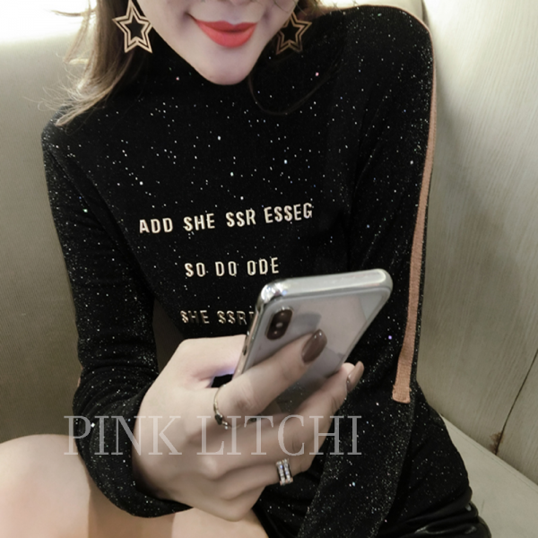 PANDA PINK LITCHI 여성 폴라넥 긴팔 티셔츠 슬림핏 캐주얼 기본티 가을신상 SepQXL27yhy1029su5+사은품 증정