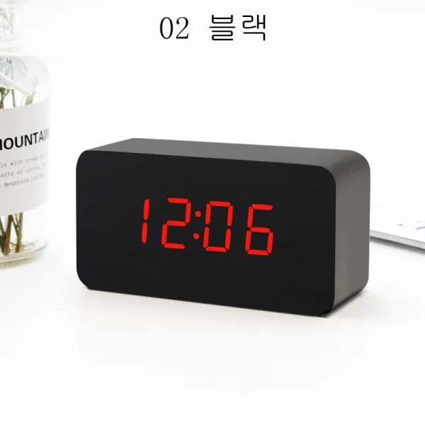 뉴타임즈13 Jx빌리온톤 조명 알람 탁상 시계 자명종 아이디어 무음 학생 침상머리 야광 현대 전자시계 패션 목조시계 심플한 좌시계 Xt03 A8 02 블랙