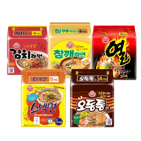 오뚜기라면 5종세트 각 멀티 1봉지 열라면/오동통면/스낵면/김치/참깨라면 단품