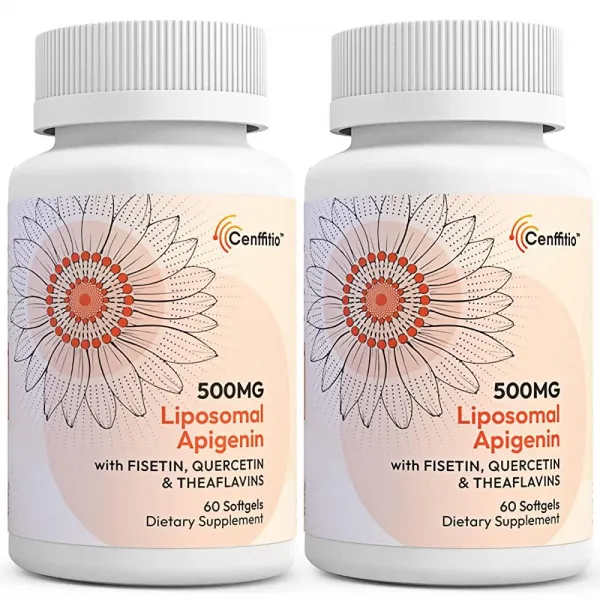 리포솜 아피제닌 500mg 소프트젤 - 피세틴, 케르세틴 및 티플라빈이 함유된 최적의 아피제닌 보충제 - 4개월 분량
