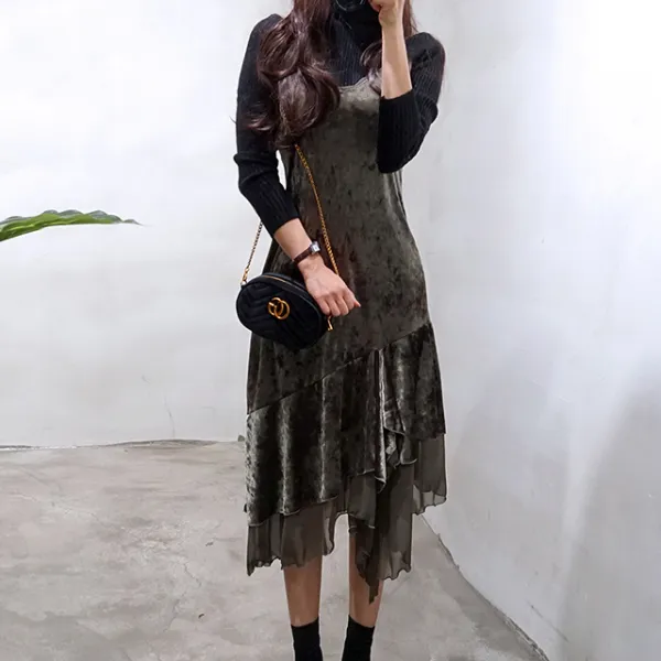 리즈데이즈 파티룩 벨벳 쉬폰 뷔스티에 롱 원피스