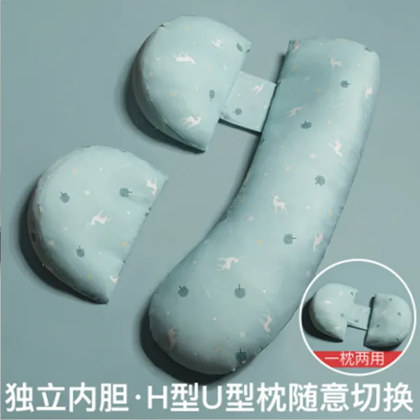 임부 바디필로우 아디허리보호대 눞는 눞기 배 받침 U라인 다공함 잘 수 있다 잠을 신기 허그 임신함 등받이 G자다, 블루 노루 -면베개커버 -양방향 조절
