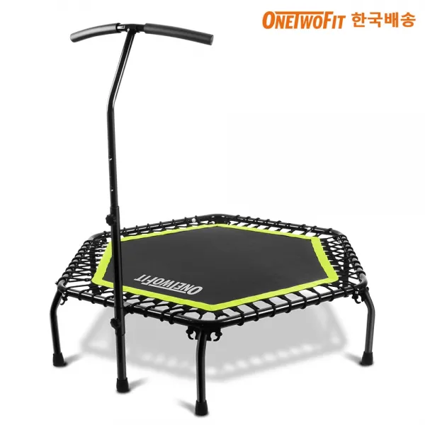 OneTwoFit 육각 트렘폴린 점핑 다이어트 피트니스 트램펄린, 블랙&그린