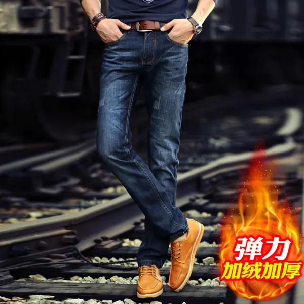 빅사이즈남재겨울청바지 빅사이즈기모스판청바지 남자흰바지 검정청바지 긴바지 융두텁게추가 청바지 남성 겨울 S42227771