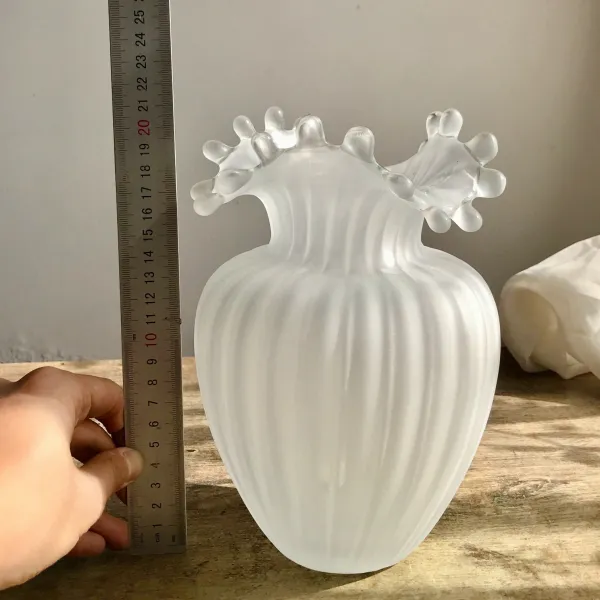 유럽식 북유럽 물결 꽃병 물보라 꽃병 투명 유리 스크럽물결꽃병높이22 폭14 구경5