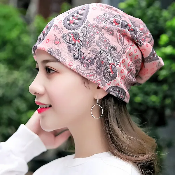 모자 얇 은 스타일 여름 여 봄 커버 통풍 모자 얇 은 대머리 잠 모자 와 잘 어 울 리 는 두건 에어컨 모 자 를 쓴 달 에 머리 를 감 싸 는 모 자 는 핑크색 캐 모 마일 여름 에 통풍 이 잘 되 지 않 는 얇 은 망 사 M (56 - 58cm)