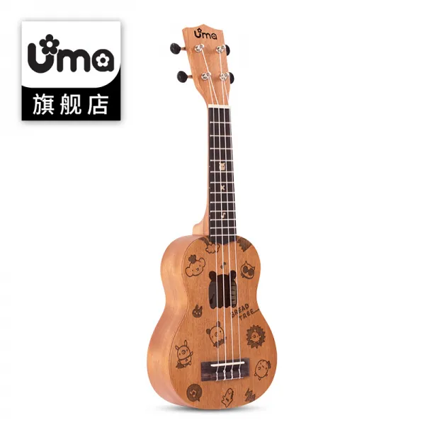 Uma ukulele 빵나무 유클리리 초보 파이내플 금니 귀여운 캐릭터 조각여학생 Bread Tree 21인치 기타, 상세페이지 참조