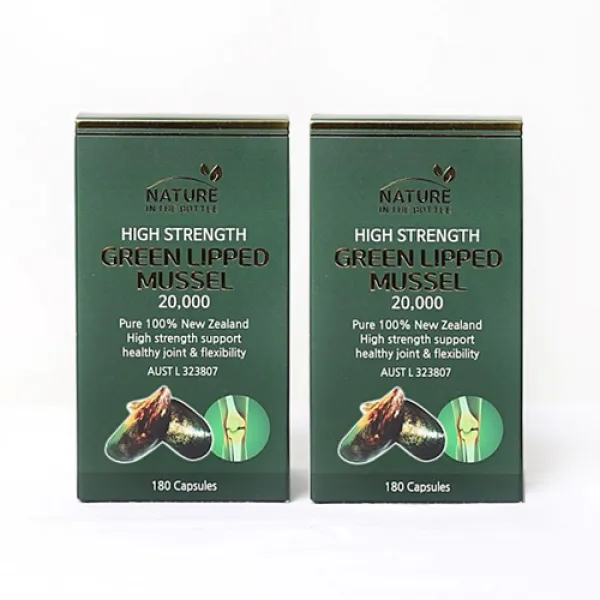 뉴질랜드 초록홍합 20000mg 180정 2개 세트 (총 360정 1년분) 네이쳐인더보틀 리프리놀 초록잎홍합 초록입홍합