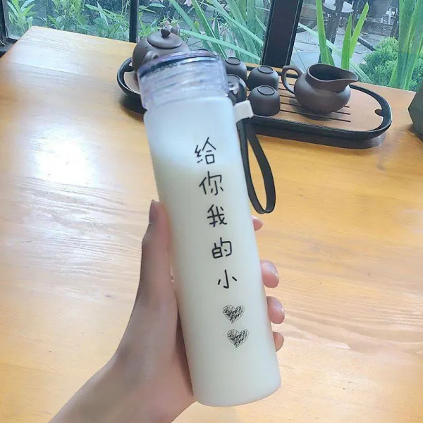 매트 비닐 물컵 여자 남자 휴대 독창적 개성 트렌드 학생 하라쥬크 찻잔 텀블러 큐트, 웨빙 스트랩 모델이다 매트 조심성 5