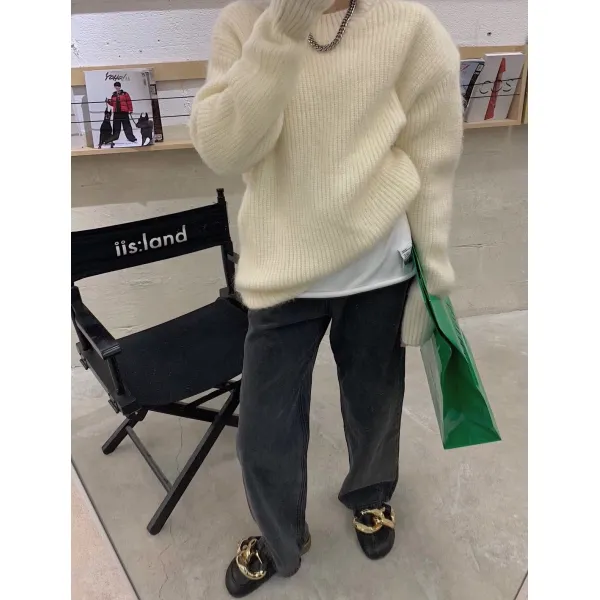 G급감 미니멀 하프기장 캔디 색깔 앙고라 여성 아우터 코리아 INS
