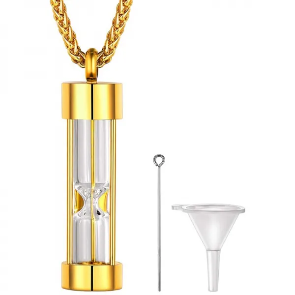 FaithHeart Memorial Restees 항상 우리와 함께 기념하다 Urn 목걸이 스테인리스 모래시계 펜던트 기념