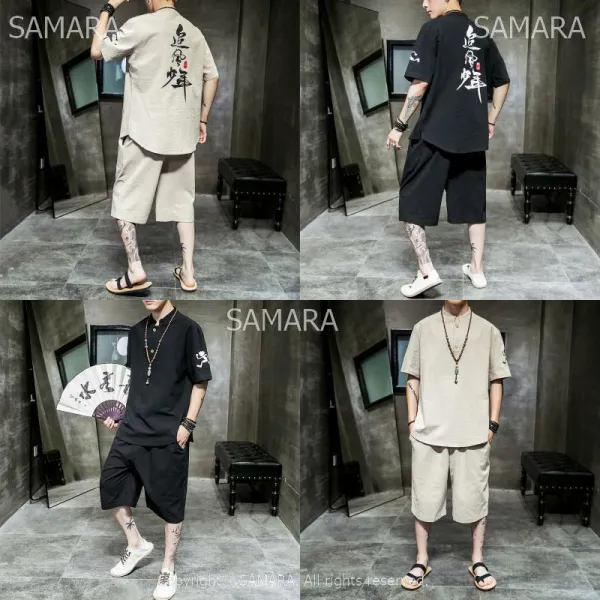 Qterra 특허브랜드 반팔 반바지 반팔티 남성 와이드팬츠 빅사이즈 통바지