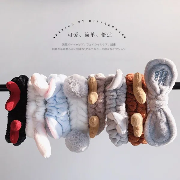 differhand 동물머리장식 와이어올림머리끈 똥머리밴드 망건