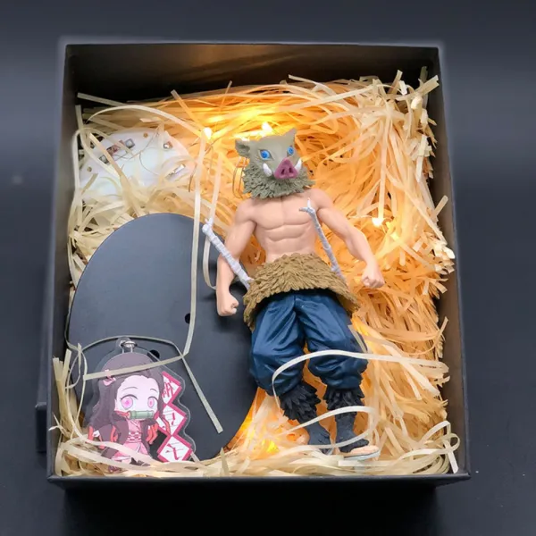 귀멸의칼날 Led 피규어 연기 특수효과 굿즈 네즈코 카마도탄지로 일륜도 젠이츠 귀칼 대형 조명 선물 세트 + F개