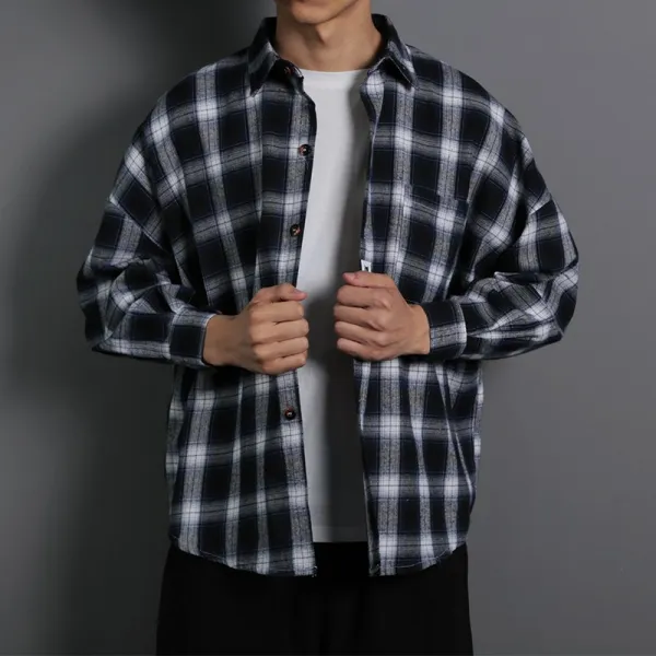 벨라루티 빅사이즈 체크 셔츠 심플 캐주얼 루즈핏