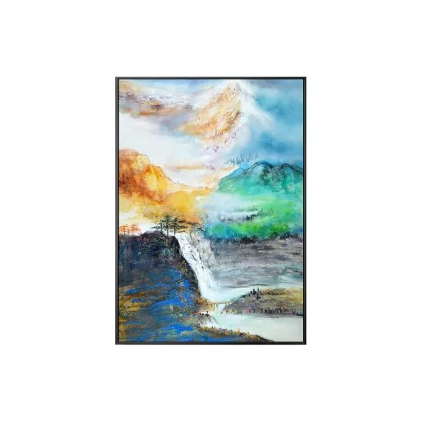 산 그림 캔버스 벽장식 강물 구름 동양화 서예 B_30x45cm No Frame 