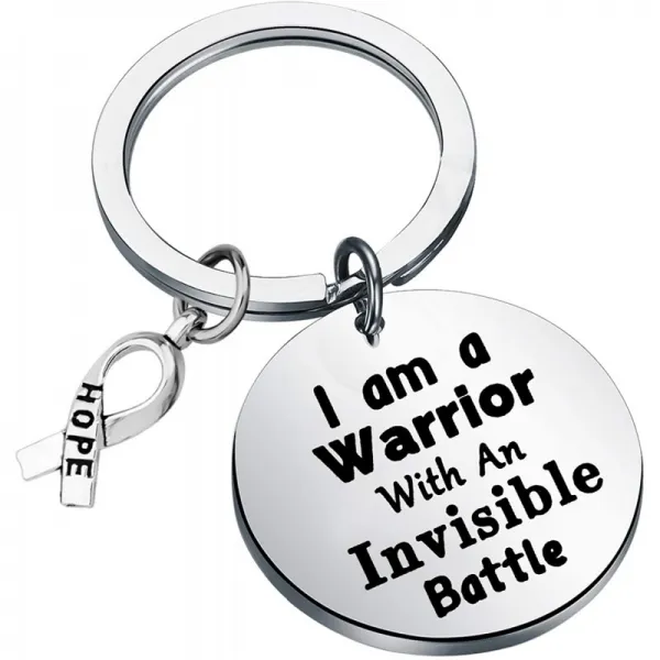 Lqri 다발성 경화증 인식 선물 암 인식 선물 파이터 전사 키 체인 나는 보이지 않는 전투에서 영감을 얻