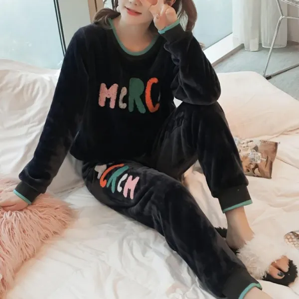 Kirahosi 여성 겨울 잠옷 수면잠옷 상하의 세트 실내복 홈웨어 인싸옷 W 116 Aurjefma