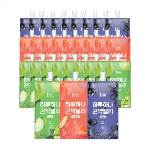 1am 하루하나 곤약젤리 혼합구성, 30개(사과10+포도10+복숭아10)