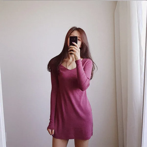 나날샵 러블이유유)UU넥 미니원피스 여성롱티 티셔츠 여성티셔츠 홈드레스 홈웨어 레깅스 쫄바지 단체티 여성티