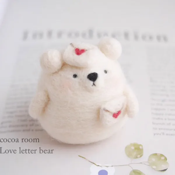 수제자료 울펠트 뽀송이 재료 꾸러미 임신 기간 핸드메이드 DIY 북극곰 곰돌이 수반 제작 인형 퀼트 3176755177, 멍청함 아기곰 _핸드폰줄 일손을 보내