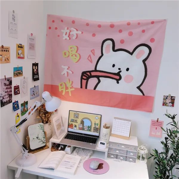 Ins 바람 침실 배경 천 합숙소 벽면 포인트 캐릭터 여 메쉬 레드 룸 배치 침상머리 벽포 후키 좋고 없음 증정 두개 후크 10075