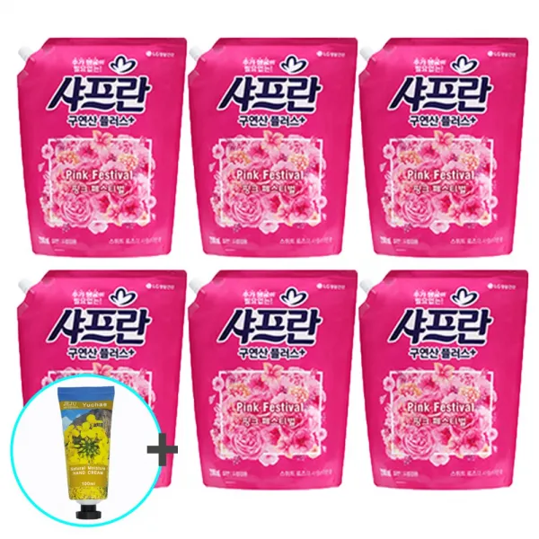 샤프란 샤프란구연산플러스 핑크페스티벌 2100ml X 6개(핸드크림), 1세트