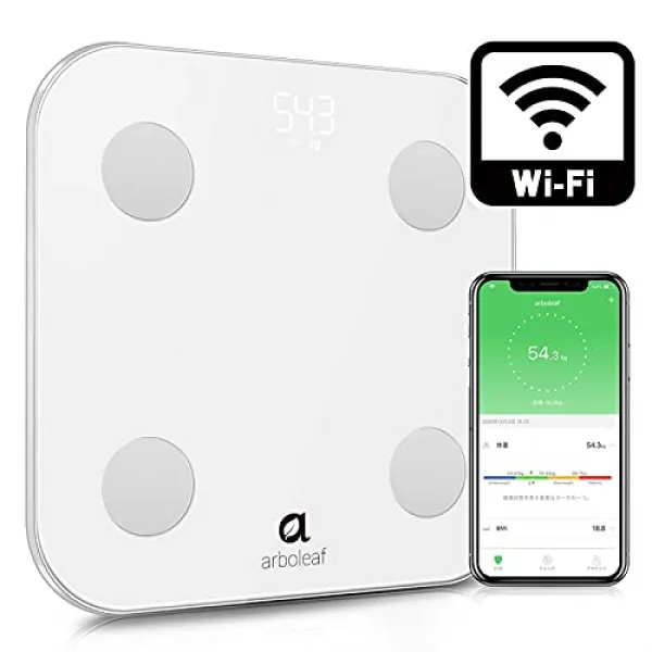 Arboleaf 체중계 신체 조성 계 체지방 측정기 Wifi / Bluetooth 지원 가정용 스마트 저울 체중 관리 고정밀 200g 단위 호아 푸리】 연동 타는 것만 귀찮은 매번 데이터 전송 작업 불필요 자동 온 오프 인식 기능 사용자 등록 무제한 Bmi 체지 상세페이지 참조 Cs20m
