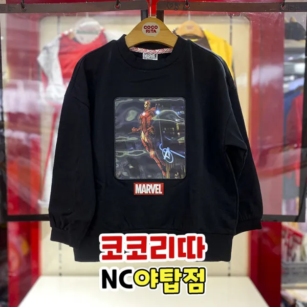 코코리따 NC야탑점 *2020신상* 남아 마블 아이언맨 입체 홀로그램 맨투맨(블랙) 남자아이 취항저격 키즈가을옷 아동 티셔츠 CEMA209M1