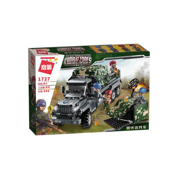 WHLP 1727 매복 트럭 386 pcs 인라이튼 계몽 블럭 전투지역 밀리터리 컴뱃존