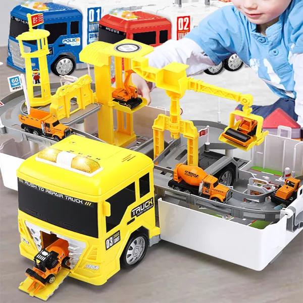 어린이 장난감 자동차세트 변신자동차 주차장트랙 04 레드 중형 