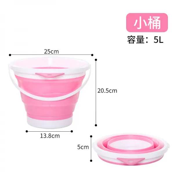 휴대용물통 풍족하고 우수하다 야외 접이식 버켓 차량용 물병 띠꼭지 가정용 물탱크 오그라들다 휴대식 룩 축적함, 5리프트 핑크 접이식 버켓