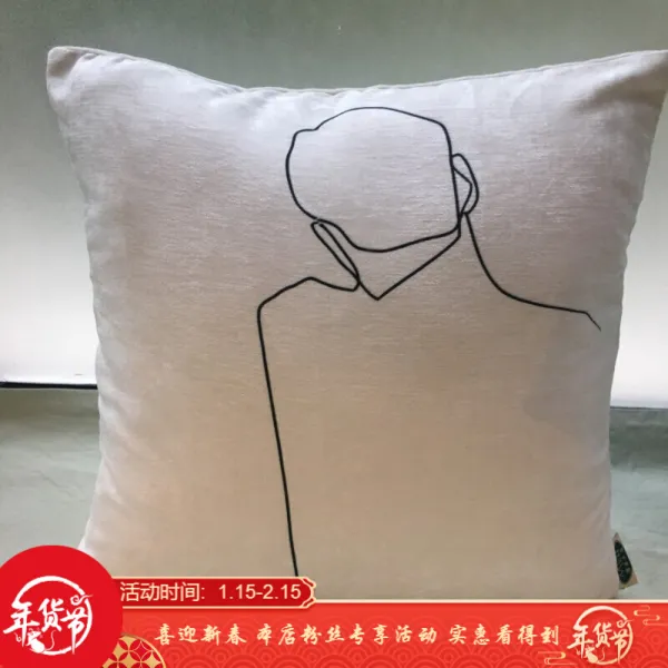 소파 쿠션 현대풍 방수 방수 방수 [심플한 화이트 심플한 라인 창의 흑백 현대P면 심플한 44*44cm 남남 코트